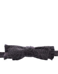 Men's Gray Black Wool Silk Bow Tie