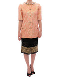 Women's Pink Silk Brocade Crystal Jacket Coat Clothing