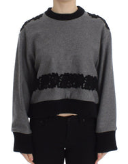 Women's Gray Black Lace Wool Cashmere Sweater Cotton Clothing