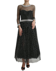 Women's Crystal-Embellished Nylon Dress Black