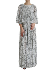 Women's Polka-Dot Pleated Dress White Polyester