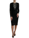 Women's Black Lace Crystal Embellished Sheath Dress Nylon Cotton Viscose