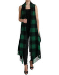 Women's Black Green Buffalo Check Poncho Coat Jacket And Clothing