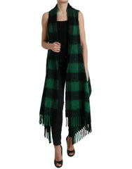 Women's Black Green Buffalo Check Poncho Coat Jacket And Clothing