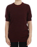 Women's Red Gray Cashmere Short Sleeve Sweater