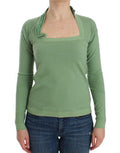 Women's Green Wool Blend Striped Long Sleeve Sweater Nylon Clothing