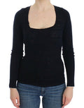 Women's Blue Knitted Wool Stretch Sweater Top