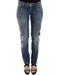 Women's Blue Slim Jeans Denim Pants Straight Stretch Cotton