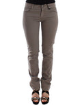 Women's Taupe Beige Slim Jeans Denim Pants Skinny Cotton