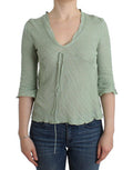 Women's Green Lightweight Knit Sweater Top Blouse Cotton