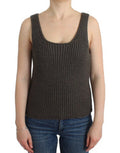 Women's Gray Knit Top Knitted Sweater Merino Wool Acrylic