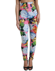 Women's Floral-Print High-Waist Leggings Multicolor Nylon Polyester Elastane