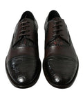 Brown Exotic Leather Formal Men Dress Shoes Caiman Calfskin
