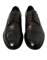 Brown Exotic Leather Formal Men Dress Shoes Caiman Calfskin