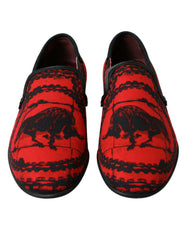 Men's Torero-Printed Cotton Loafer Red Calfskin Leather
