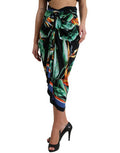 Women's Black Strelitzia High Waist Wrap Midi Skirt Silk Elastane