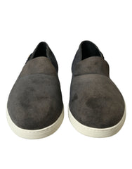 Men's Saint Tropez Slip-On Gray Lambskin Leather Crocodile Flats