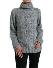 Women's Cable-Knit Cashmere Sweater Gray Acetate Nylon