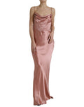Women's Silk Cowl-Neck Spaghetti Strap Gown Pink