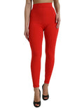 Women's High-Waist Nylon-Elastane Leggings Red