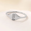 Personalizado lindo grabado Cat Silhouette Ring with Name Dainty Jewelry Anniversary Birthday Memorial Gift for Cat Lover
