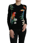 Women's Bird-Embroidered Virgin Wool And Silk Cardigan Black Clothing