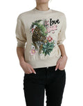 Women's Jungle-Printed Cotton Sweatshirt Beige Sweatshirts