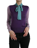 Women's Silk Pussy-Bow Sweater Purple