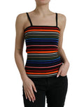 Women's Multicolor Stripes Spaghetti Strap Tank Top Cotton Polypropylene