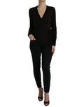 Women's Virgin Wool Wrap Cardigan Black Clothing