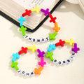 Acrílico personalizado colorido Cruces de cuentas pulsera con nombre Bautismo Cumpleaños Regalo para Niños Cristianos