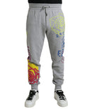 Men's Graffiti-Print Cotton Joggers Gray