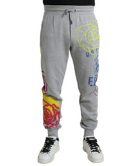 Men's Graffiti-Print Cotton Joggers Gray