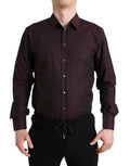 Men's Maroon Jacquard Formal Dress Martini Shirt Cotton
