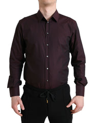 Men's Maroon Jacquard Formal Dress Martini Shirt Cotton