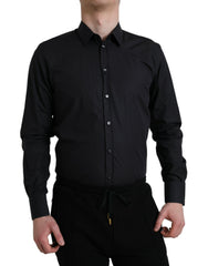 Men's Navy Blue Cotton Collared Formal Dress Shirt