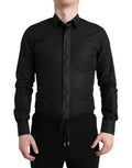 Men's Black Cotton Logo Formal Gold Dress Shirt