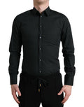 Men's Black Cotton Silk Formal Gold Dress Shirt