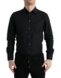 Black Cotton Men Formal Gold Dress Shirt