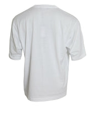 Men's White Cotton Short Sleeves Crewneck T-Shirt