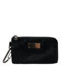 Men's Logo-Plaque Nylon Coin Purse Black Leather