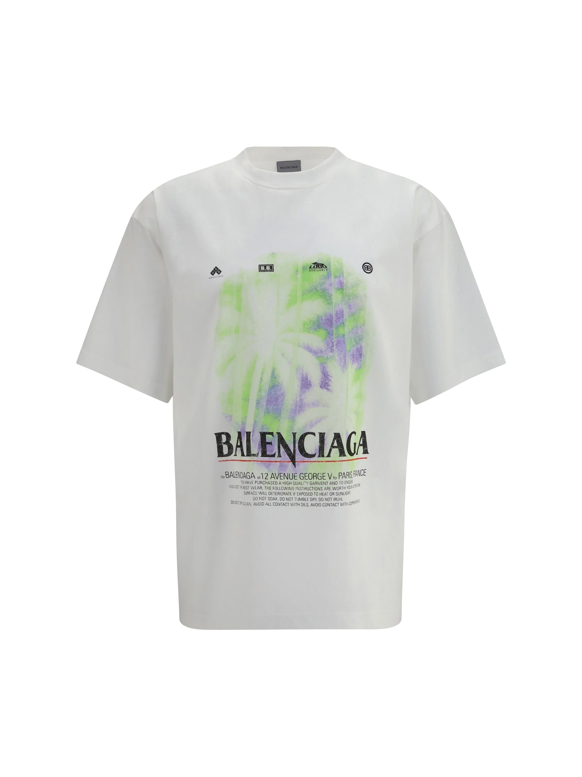 Balenciaga Graphic-Print Cotton T-Shirt — White