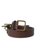 Men's Brown Calf Leather Gold Metal Buckle Belt