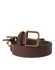 Men's Brown Calf Leather Gold Metal Buckle Belt