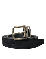 Men's Black Goat Leather Antique Metal Buckle Belt