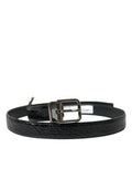 Men's Black Leather Silver Metal Buckle Belt