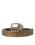 Men's Metallic Gold Calf Leather Metal Buckle Belt