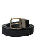 Men's Suede Leather With Gold Metal Buckle Belt Black Calf