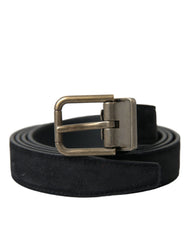 Men's Suede Leather With Gold Metal Buckle Belt Black Calf