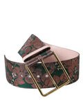 Women's Multicolor Floral Jacquard Lurex Gold Buckle Belt Polyester
